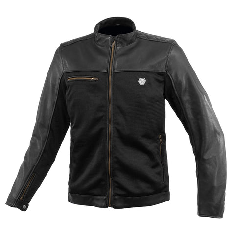 Komine JK-166 Leather Half Mesh Jacket